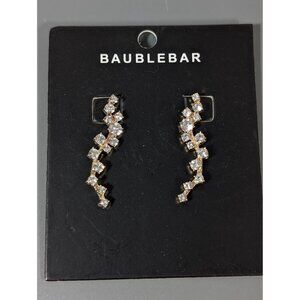 BaubleBar Gold Tone Rhinestone Drop‎ Pierced Earrings NEW Classic Evening Glam